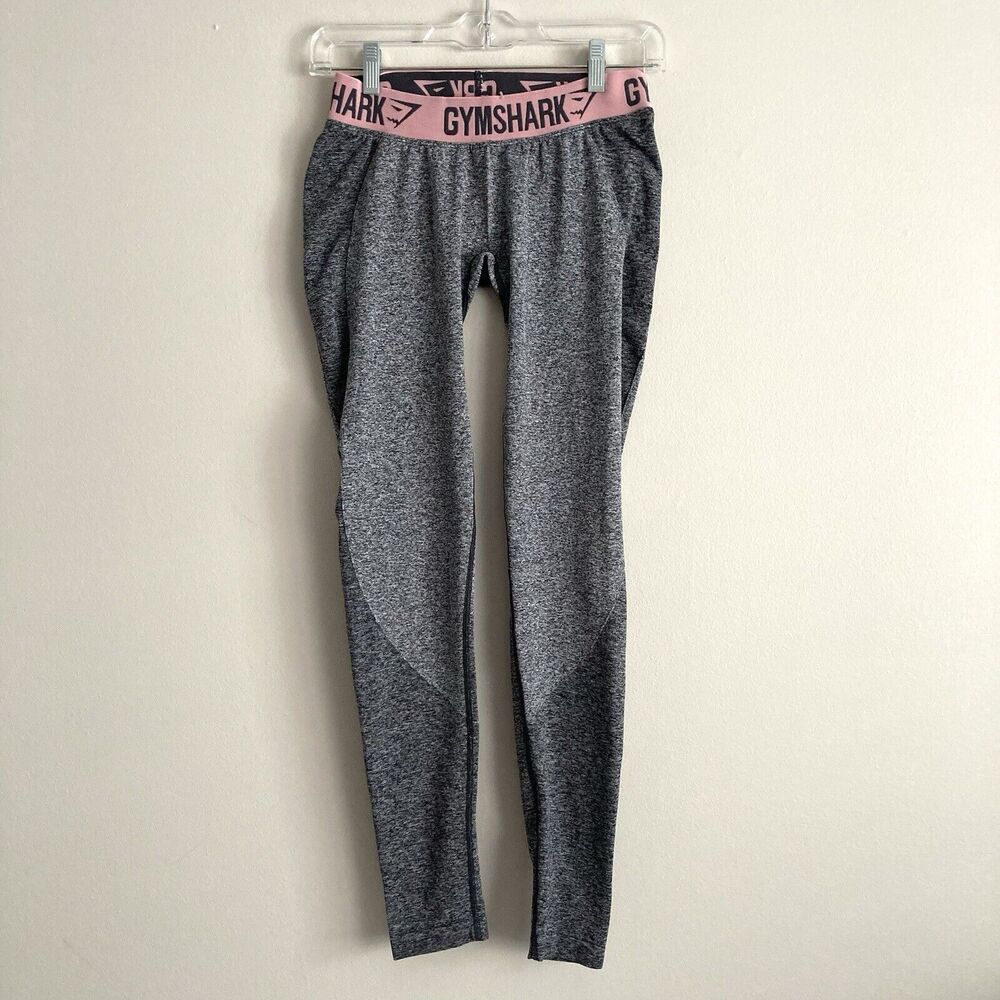 Gymshark Fit Seamless Leggings Womens Size Small Gray Pink Low Rise Gym Athletic